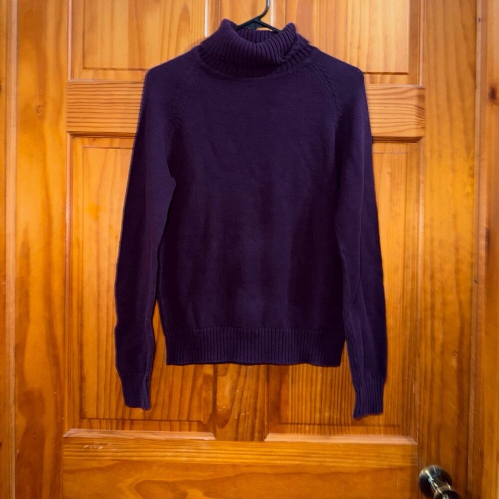Jeanne Pierre Purple Turtle Neck Purple Sweater Size M 100% Cotton